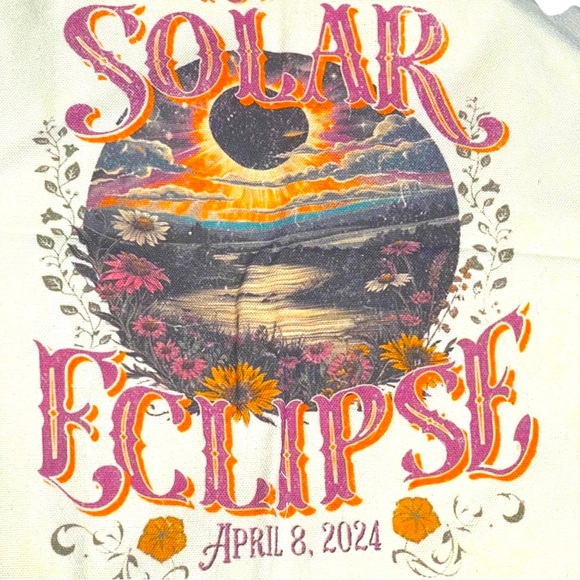 Solar Eclipse April 8, 2024•Lightweight Canvas Tote and Matching Pouch - Picture 3 of 3